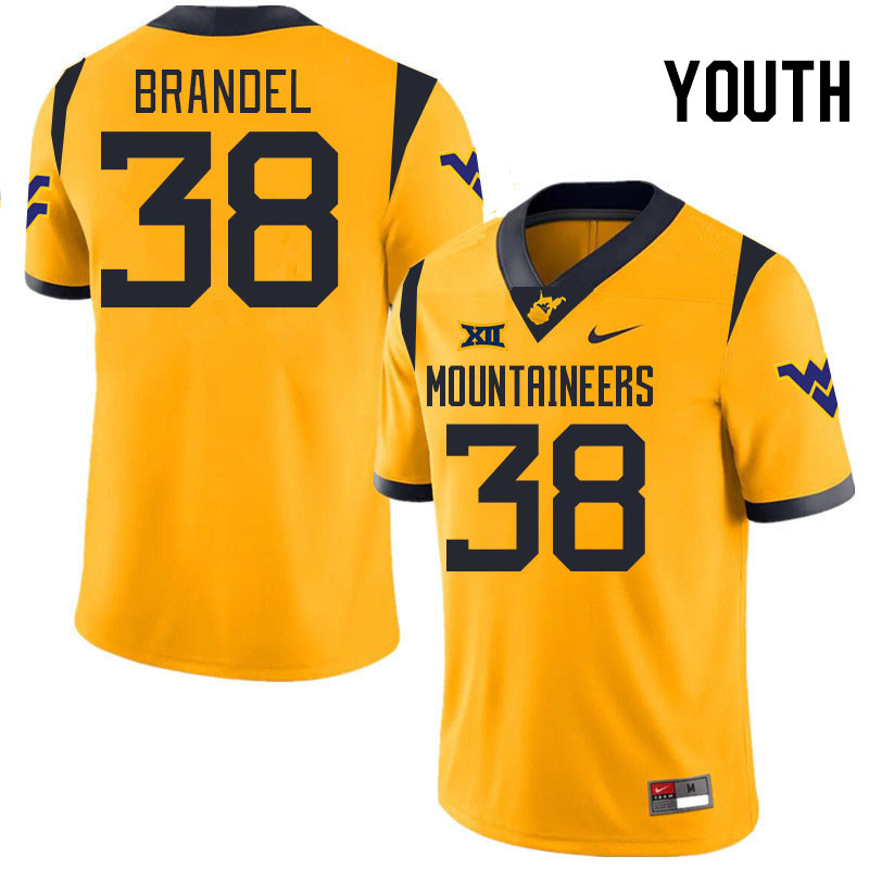 Youth #38 Donald Brandel West Virginia Mountaineers College 2024 New Uniforms Football Jerseys Stitc